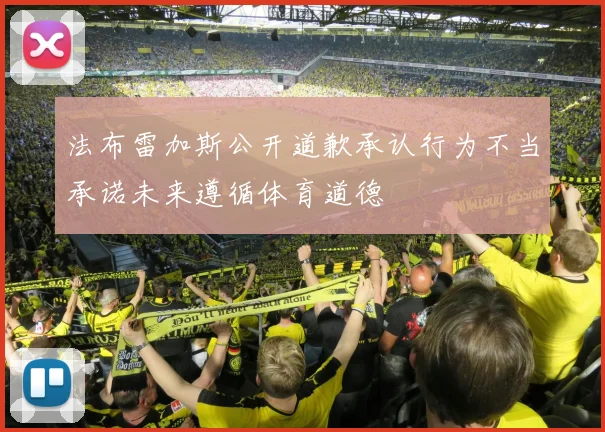 法布雷加斯公开道歉承认行为不当承诺未来遵循体育道德